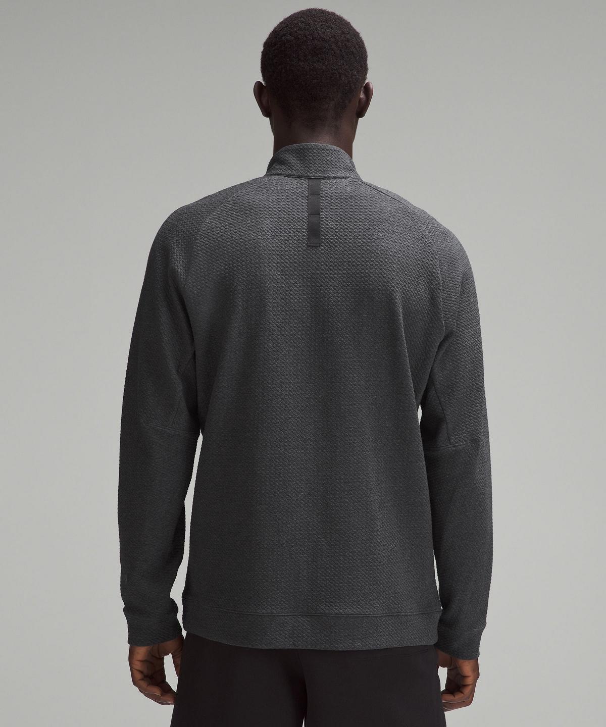 Black Lululemon Textured Double-Knit Cotton Half Zip Men Hoodies & Sweatshirts | NZ_LuLu71842