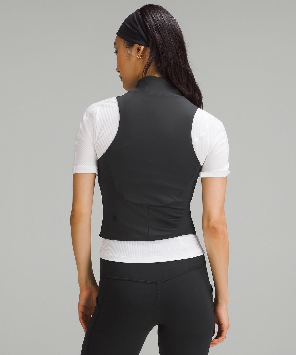 Black Lululemon Tight-Fit Lined Half-Zip Women Tank Top | NZ_LuLu79674