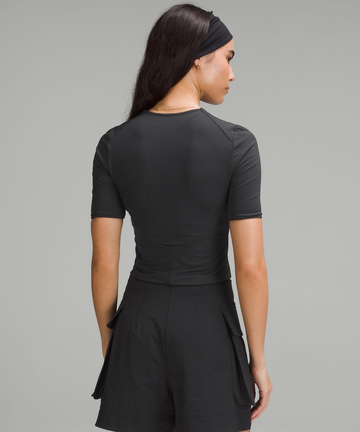 Black Lululemon Tight-Fit Lined Women T Shirts | NZ_LuLu40256