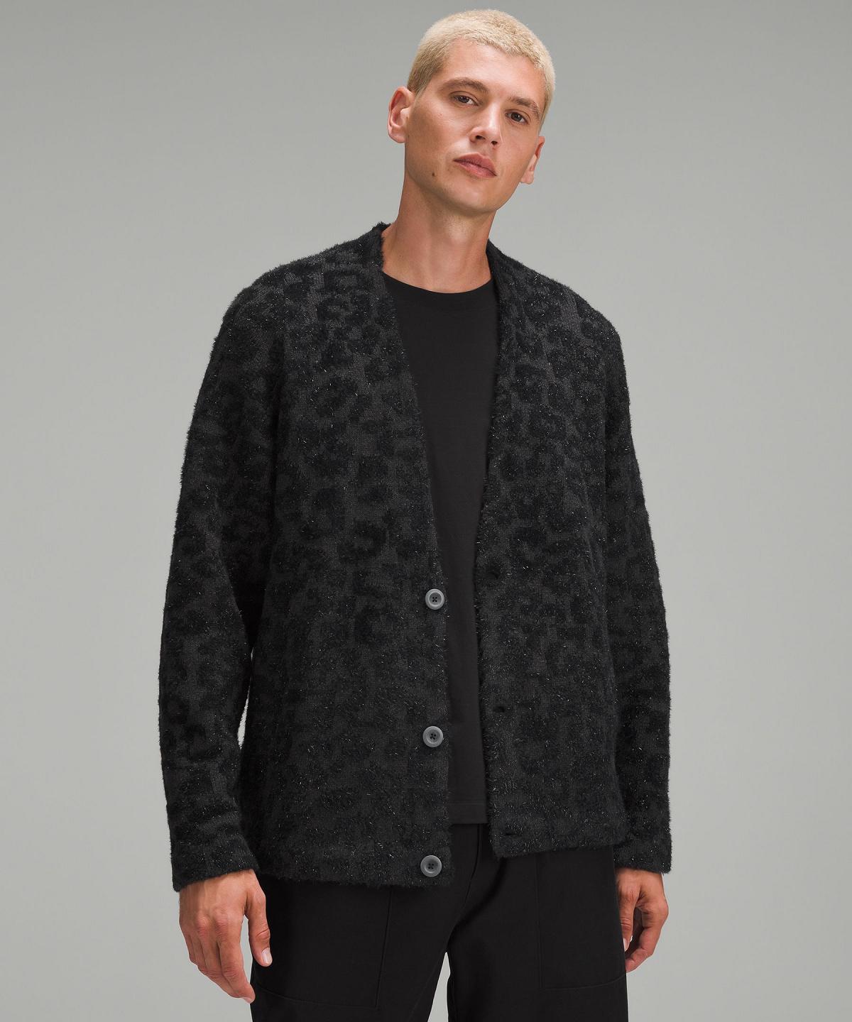 Black Lululemon Wool-Blend Jacquard Cardigan Men Sweaters | NZ_LuLu88235