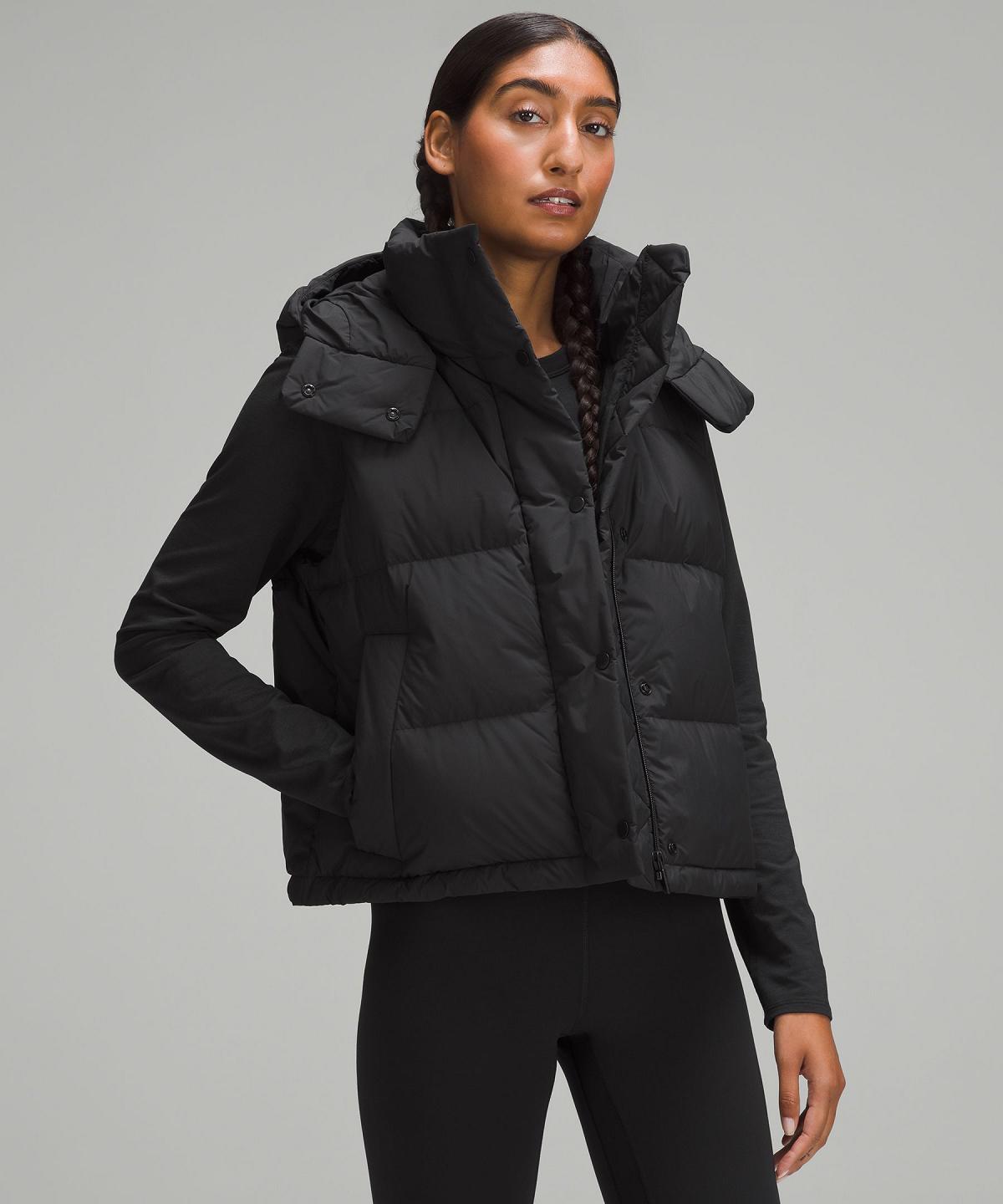 Black Lululemon Wunder Puff Cropped Vest Women Coats & Jackets | NZ_LuLu12948