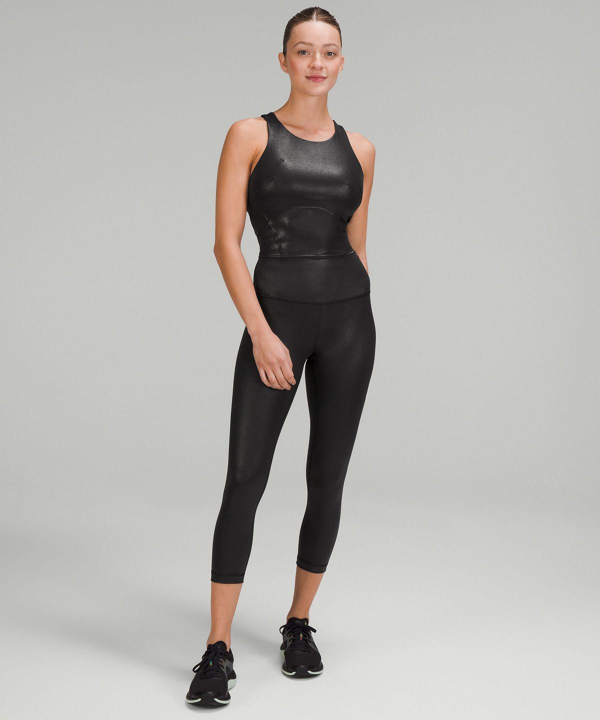 Black Lululemon Wunder Train High-Rise Crop 23" Women Leggings | NZ_LuLu40041