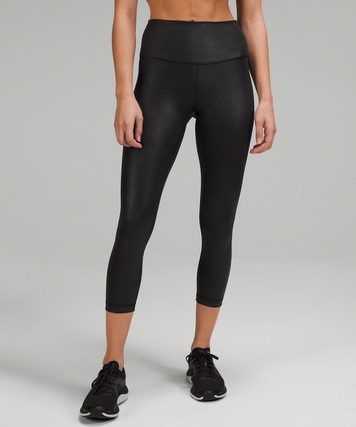 Black Lululemon Wunder Train High-Rise Crop 23" Women Leggings | NZ_LuLu40041