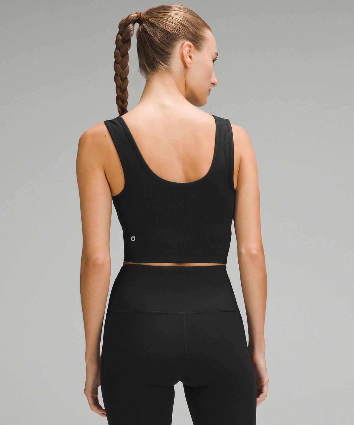 Black Lululemon Wunder Train Scoop-Neck Ribbed Women Shirts | NZ_LuLu85665