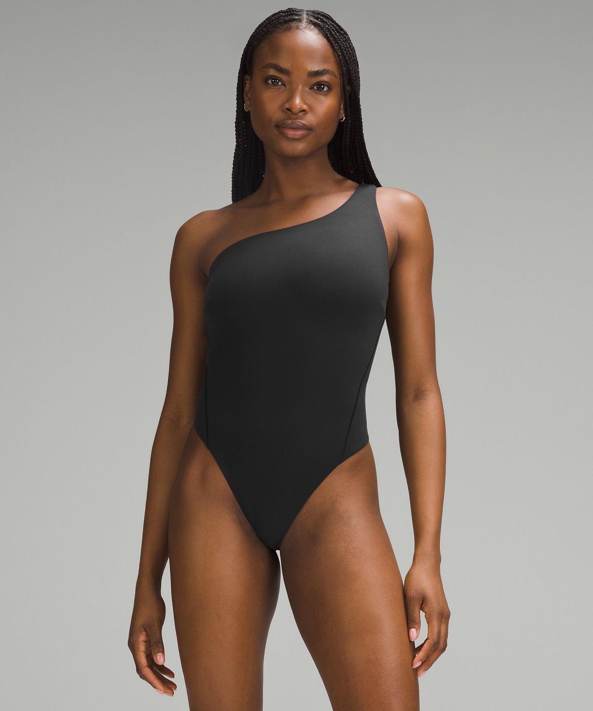 Black Lululemon Wundermost Ultra-Soft Nulu Asymmetrical Women Bodysuit | NZ_LuLu15075