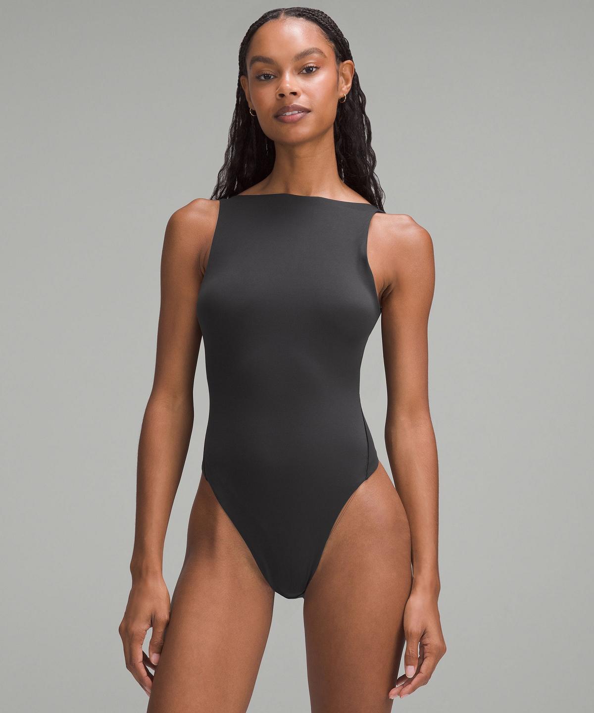 Black Lululemon Wundermost Ultra-Soft Nulu Super-High-Cut Women Bodysuit | NZ_LuLu41989