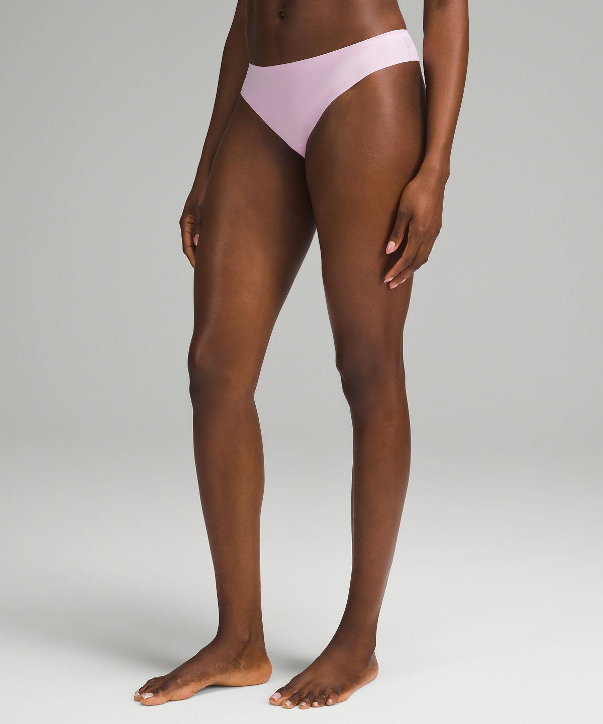 Black / Beige / Rose / Green Lululemon InvisiWear Mid-Rise Thong Women Underwear | NZ_LuLu44993