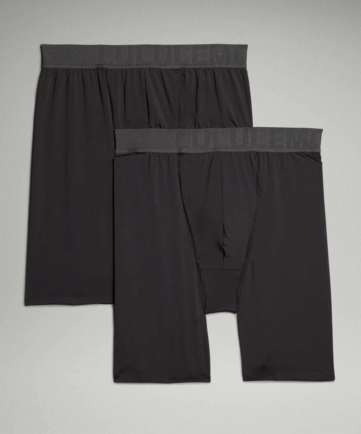 Black / Black Lululemon Built to Move Long Boxer 7" Men Underwear | NZ_LuLu37018