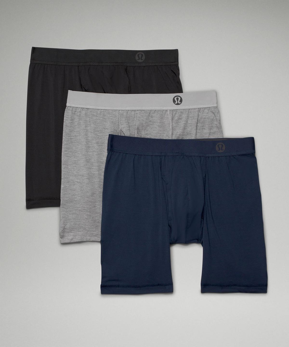 Black / Grey / Navy Lululemon Always In Motion Long Boxer with Fly 7" Men Underwear | NZ_LuLu52398