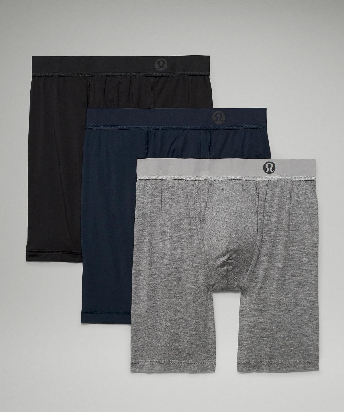 Black / Grey / Navy Lululemon Always In Motion Long Boxer 7" 3 Pack Men Underwear | NZ_LuLu59392