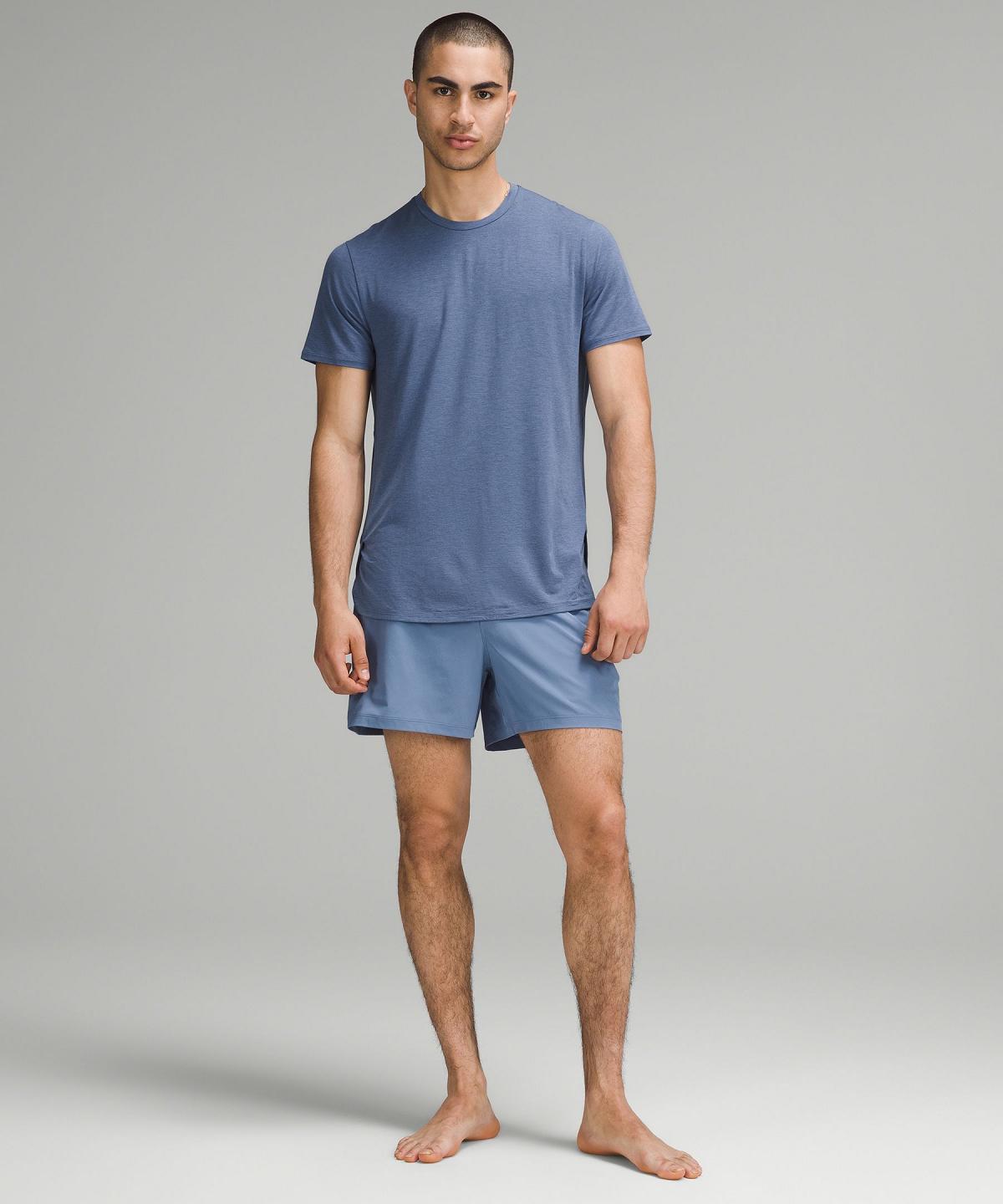 Blue Lululemon Balancer Short-Sleeve Men Shirts | NZ_LuLu85556