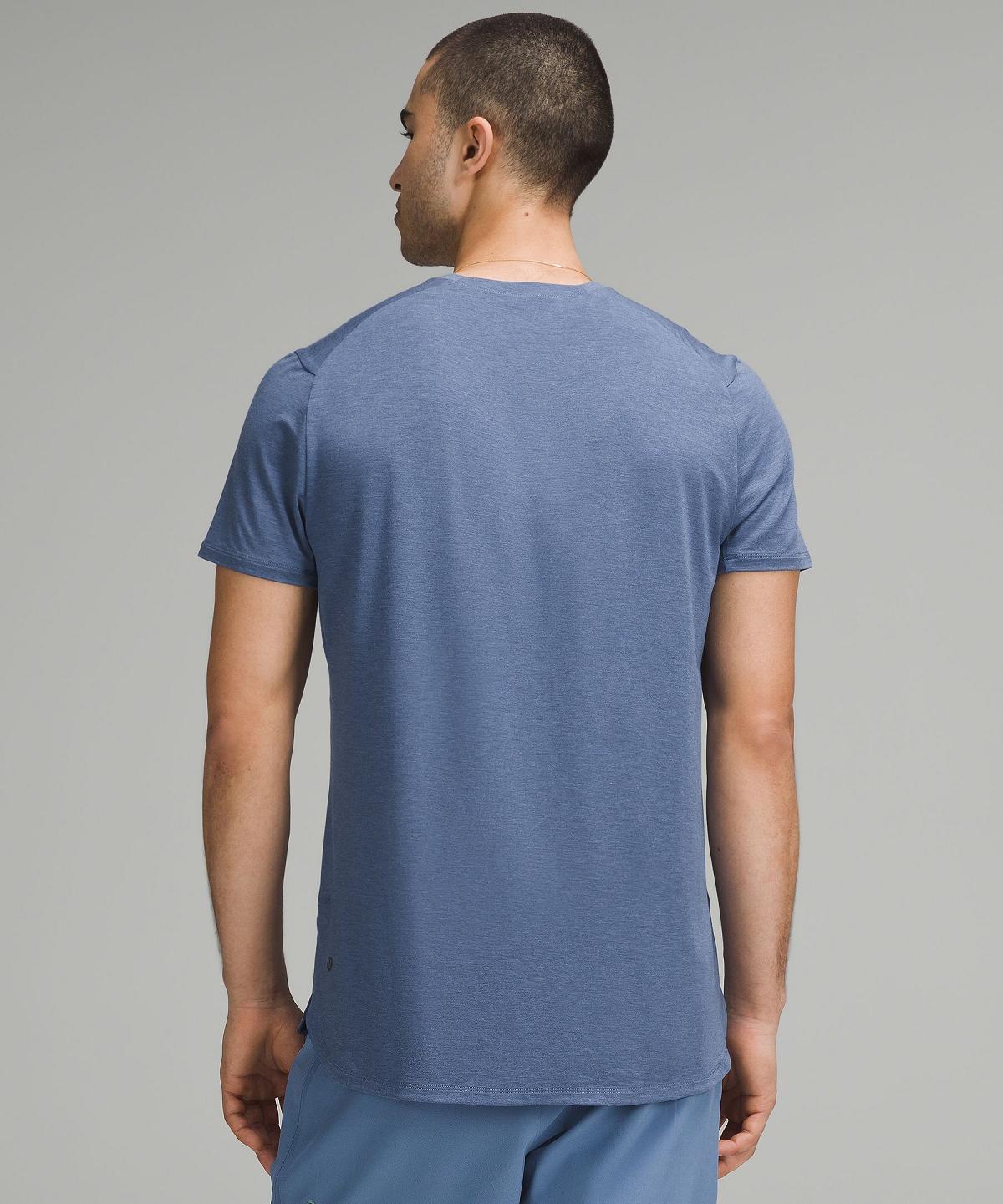 Blue Lululemon Balancer Short-Sleeve Men Shirts | NZ_LuLu85556