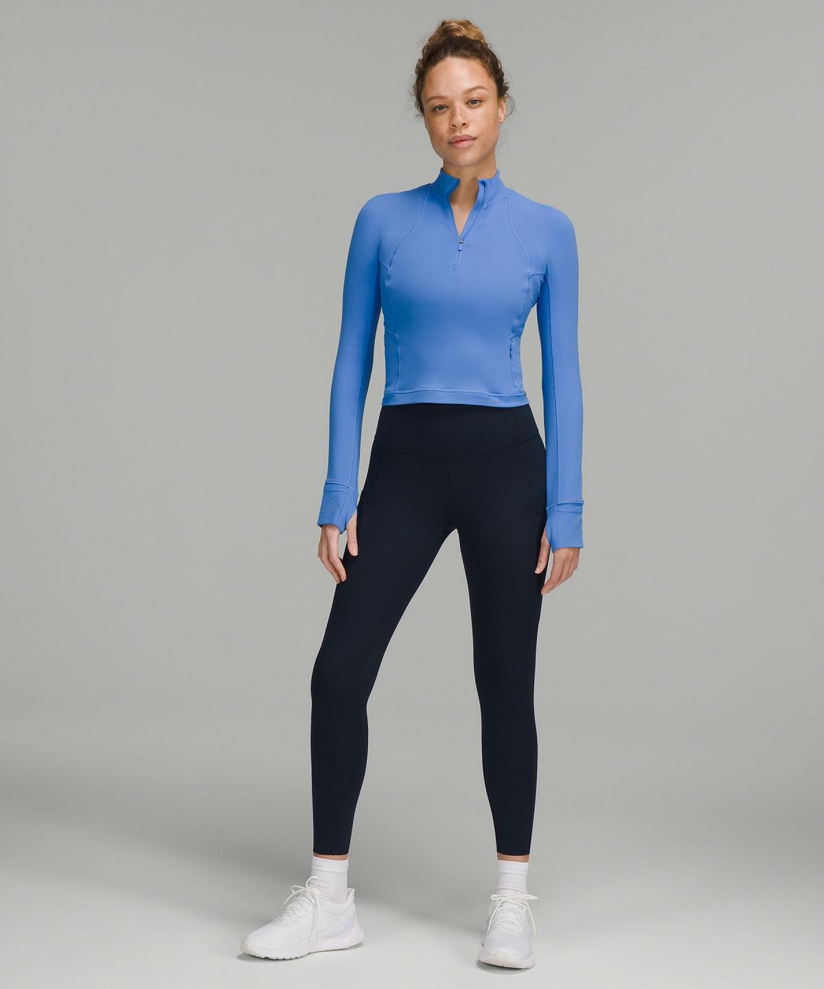 Blue Lululemon It's Rulu Cropped Half Zip Women Hoodies & Sweatshirts | NZ_LuLu53228