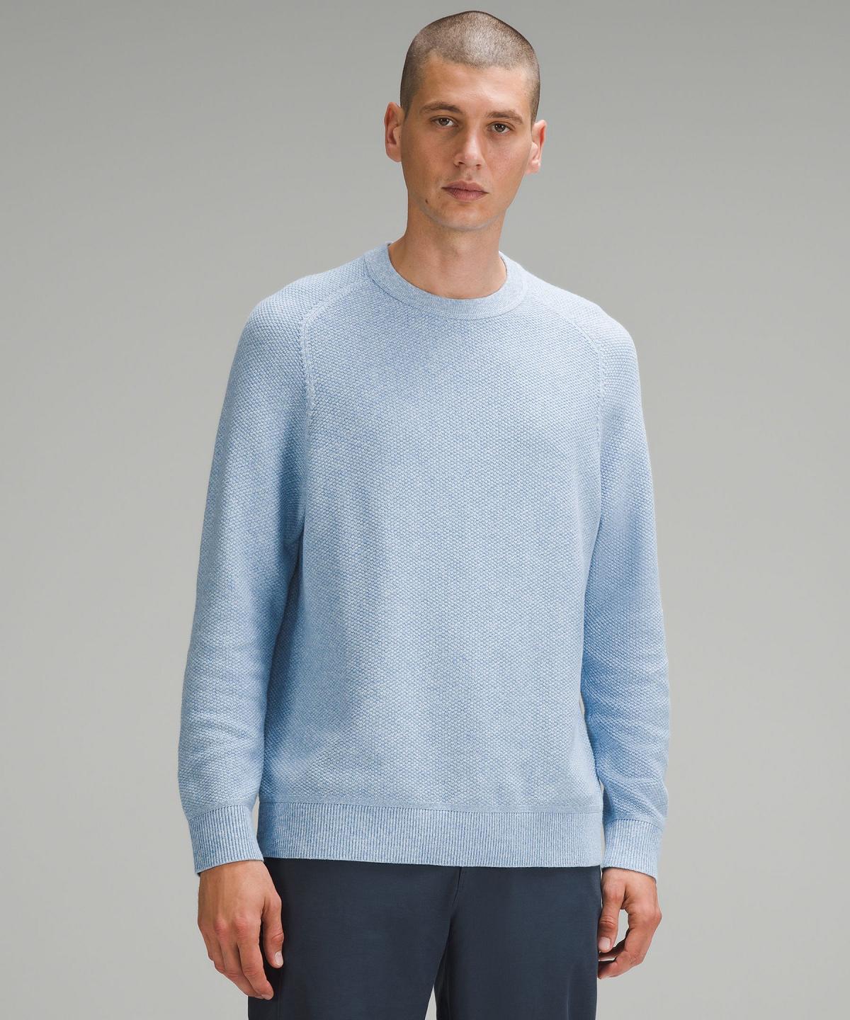 Blue Lululemon Textured Knit Crewneck Men Hoodies & Sweatshirts | NZ_LuLu50849