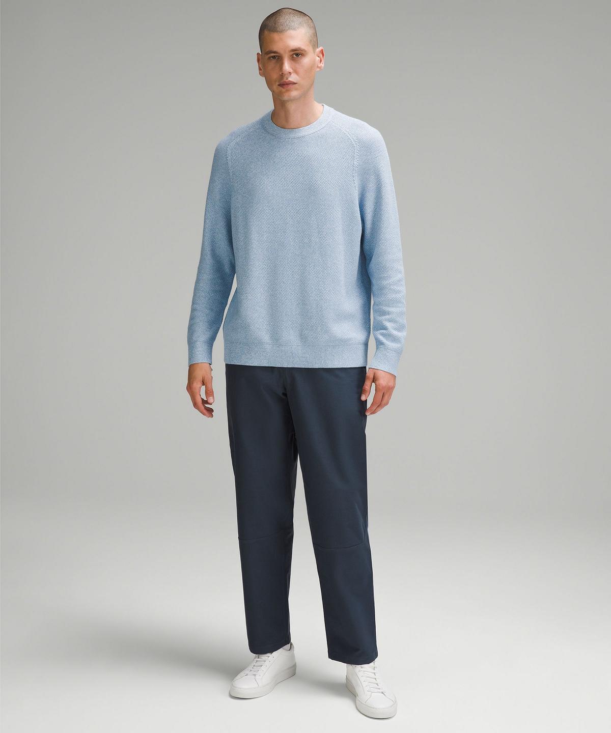 Blue Lululemon Textured Knit Crewneck Men Sweaters | NZ_LuLu43599