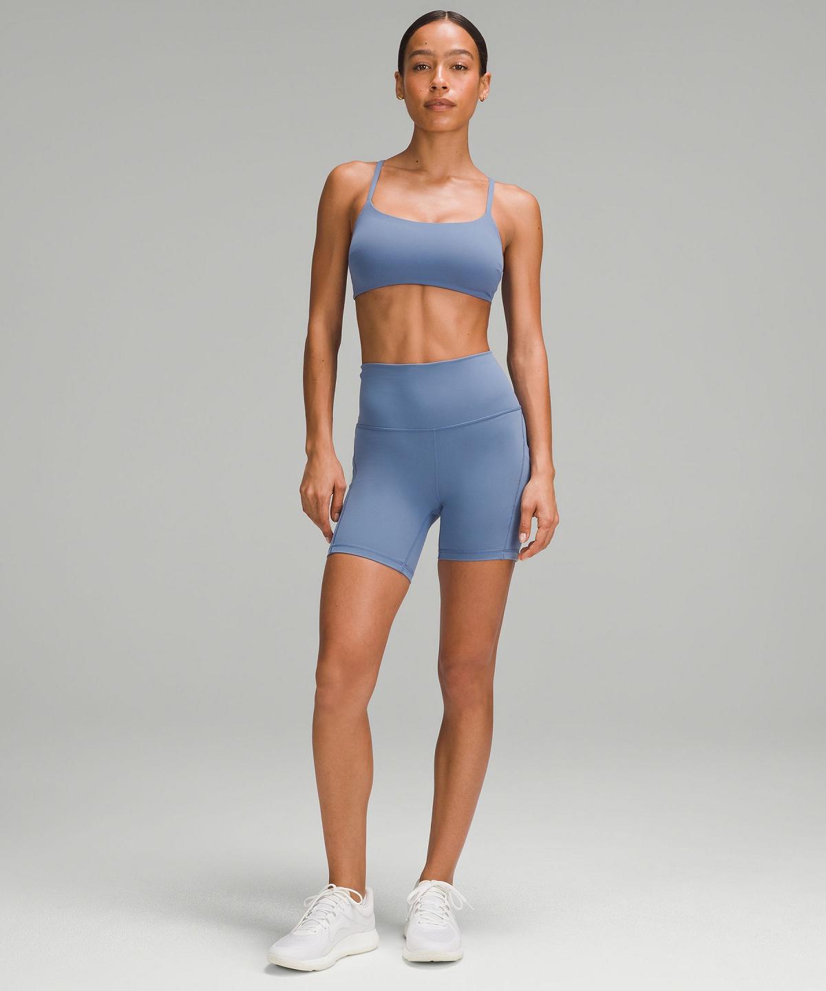 Blue Lululemon Wunder Train Strappy Racer Women Sports Bra | NZ_LuLu47896