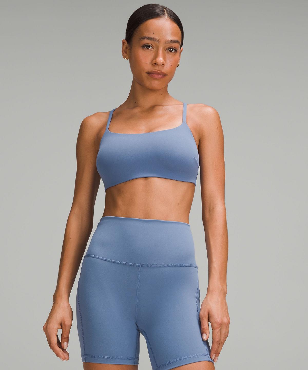 Blue Lululemon Wunder Train Strappy Racer Women Sports Bra | NZ_LuLu47896