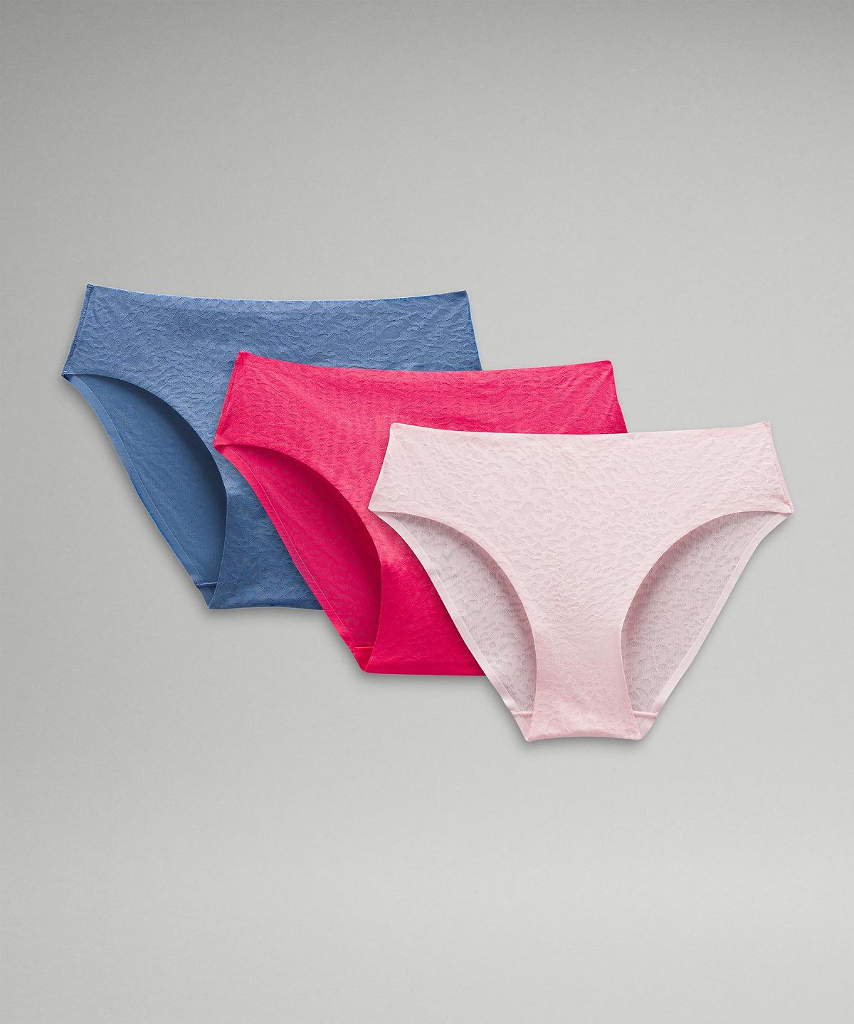 Blue / Pink Lululemon InvisiWear Mid-Rise BikiniPerformance Lace Women Underwear | NZ_LuLu35158