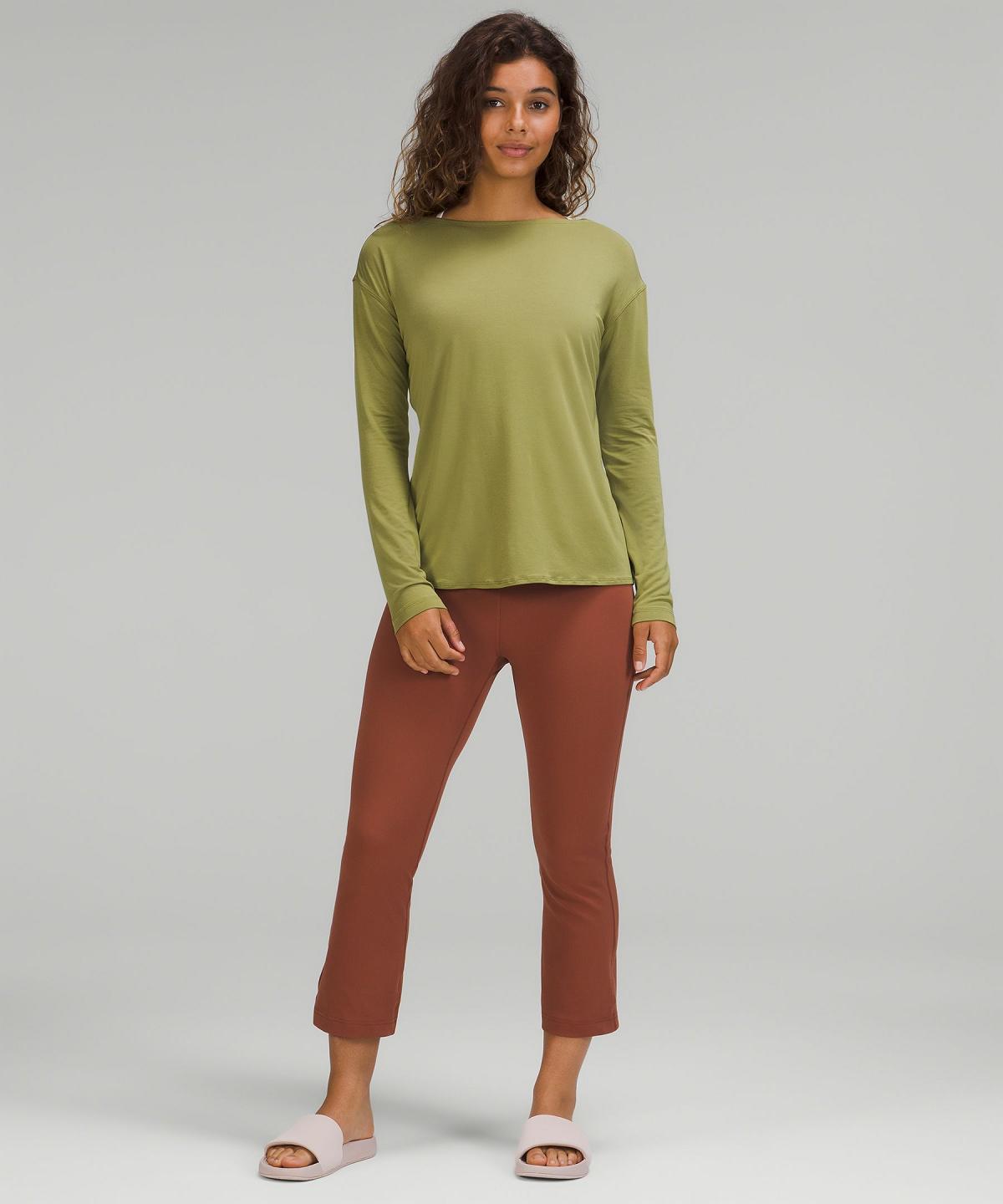 Brown Green Lululemon Modal-Blend Open-Back Women Long Sleeve Shirts | NZ_LuLu96202