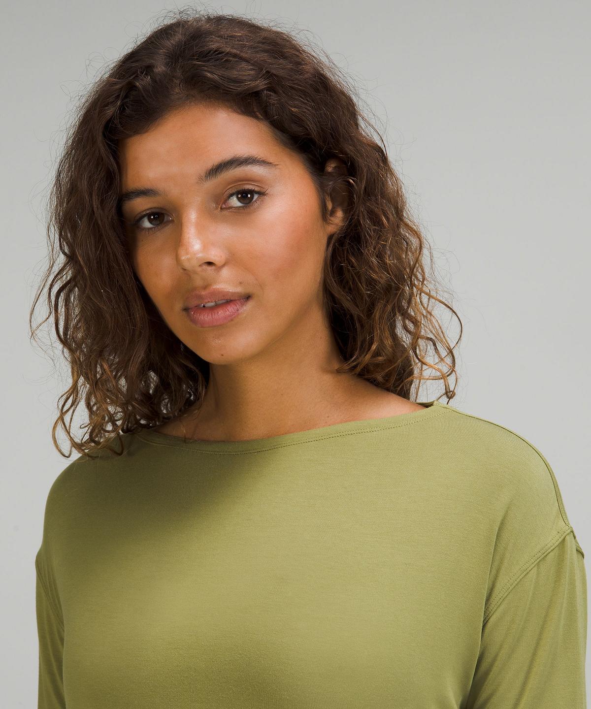 Brown Green Lululemon Modal-Blend Open-Back Women Long Sleeve Shirts | NZ_LuLu96202