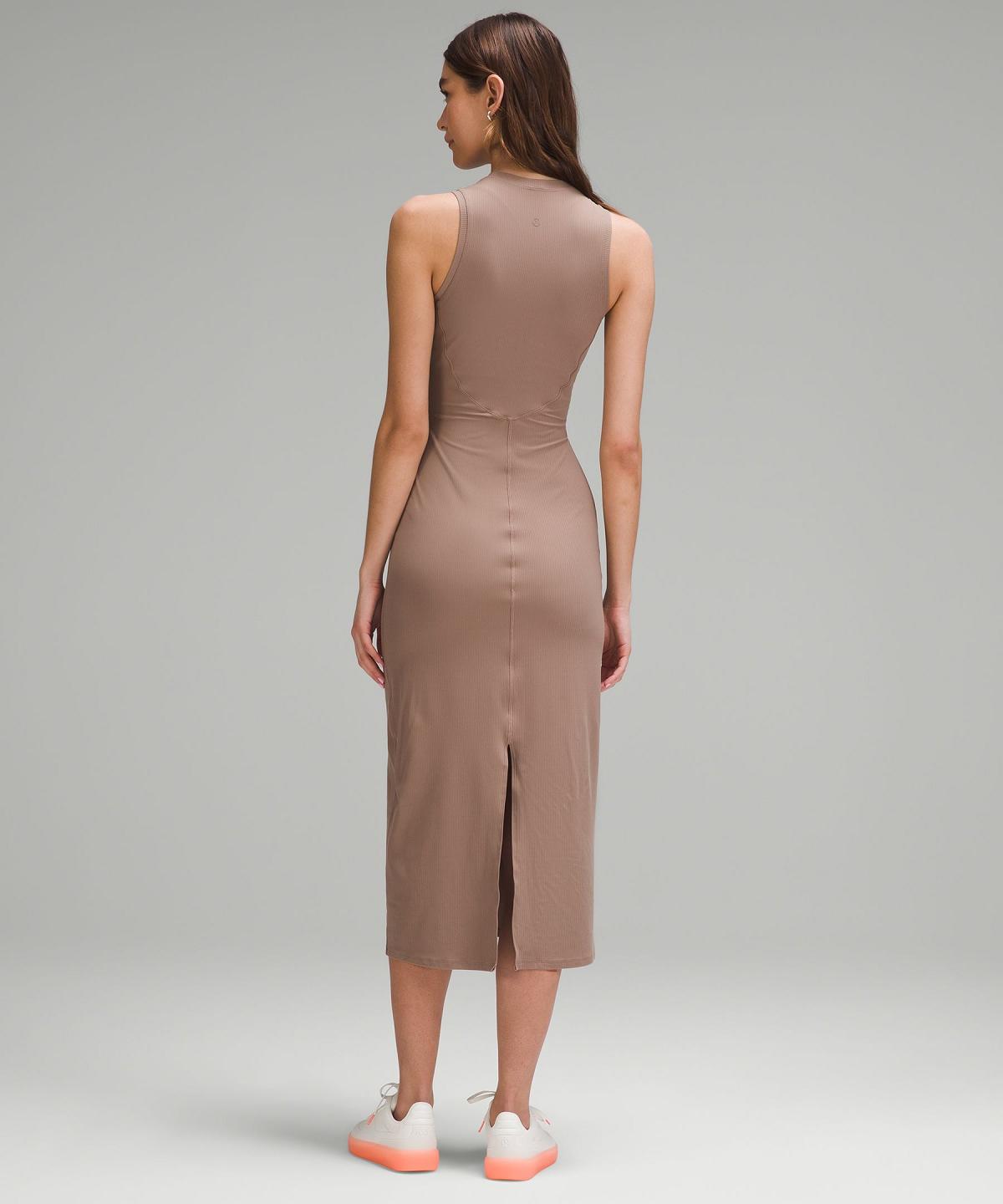 Brown Lululemon All Aligned Ribbed Midi Women Dress | NZ_LuLu53436