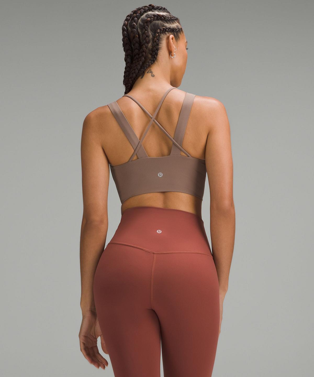 Brown Lululemon Like a Cloud Ribbed Longline Women Sports Bra | NZ_LuLu63966