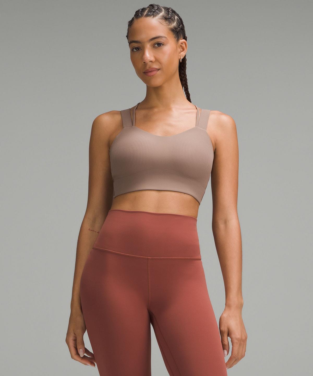 Brown Lululemon Like a Cloud Ribbed Longline Women Sports Bra | NZ_LuLu63966