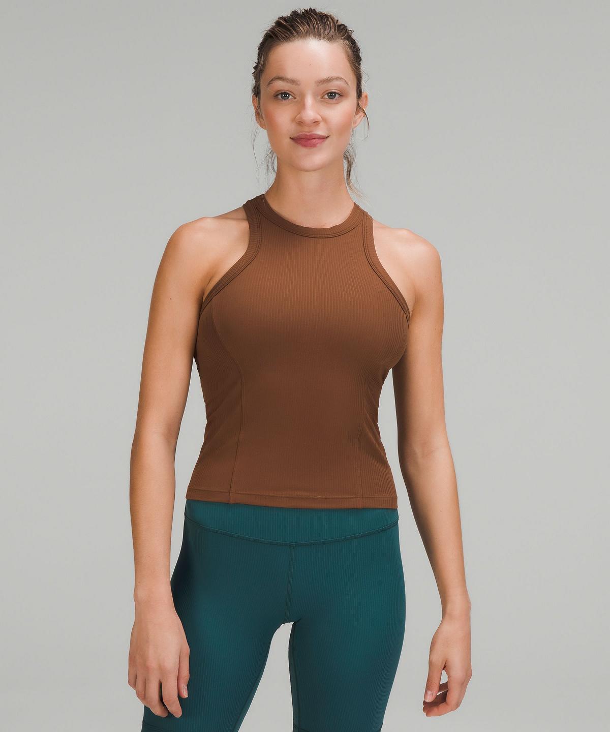 Brown Lululemon Ribbed Nulu Racerback Yoga Women Tank Top | NZ_LuLu11214