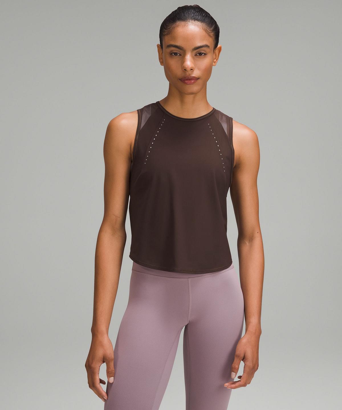 Brown Lululemon Sculpt Cropped Women Shirts | NZ_LuLu74799