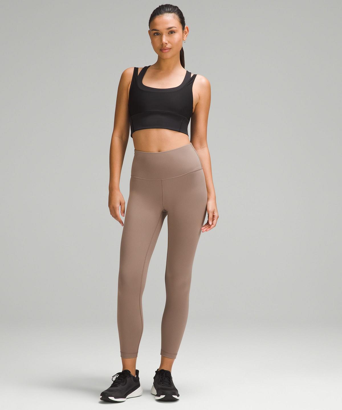 Brown Lululemon Wunder Train High-Rise Ribbed Tight 25" Women Leggings | NZ_LuLu24993