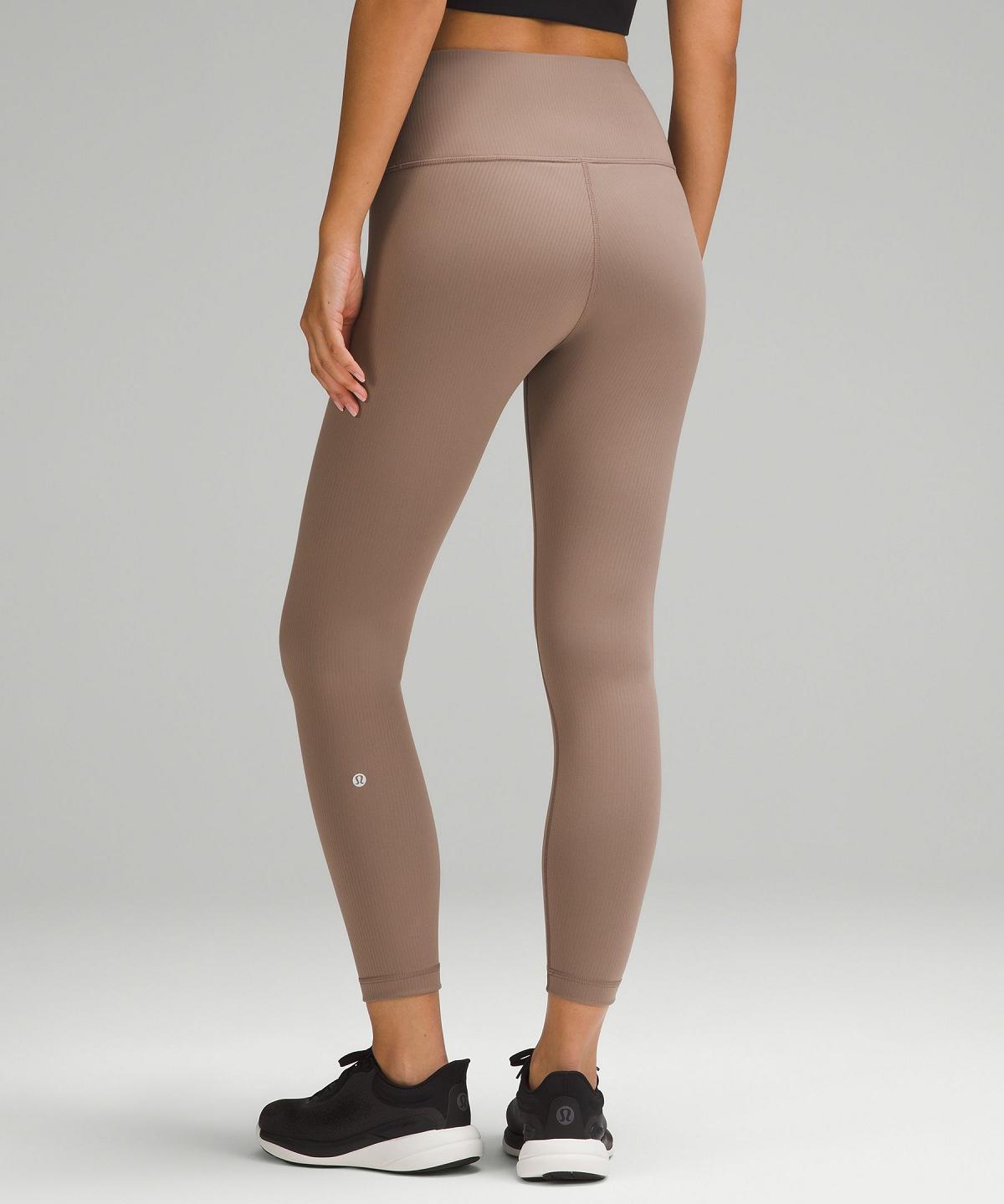 Brown Lululemon Wunder Train High-Rise Ribbed Tight 25" Women Leggings | NZ_LuLu24993