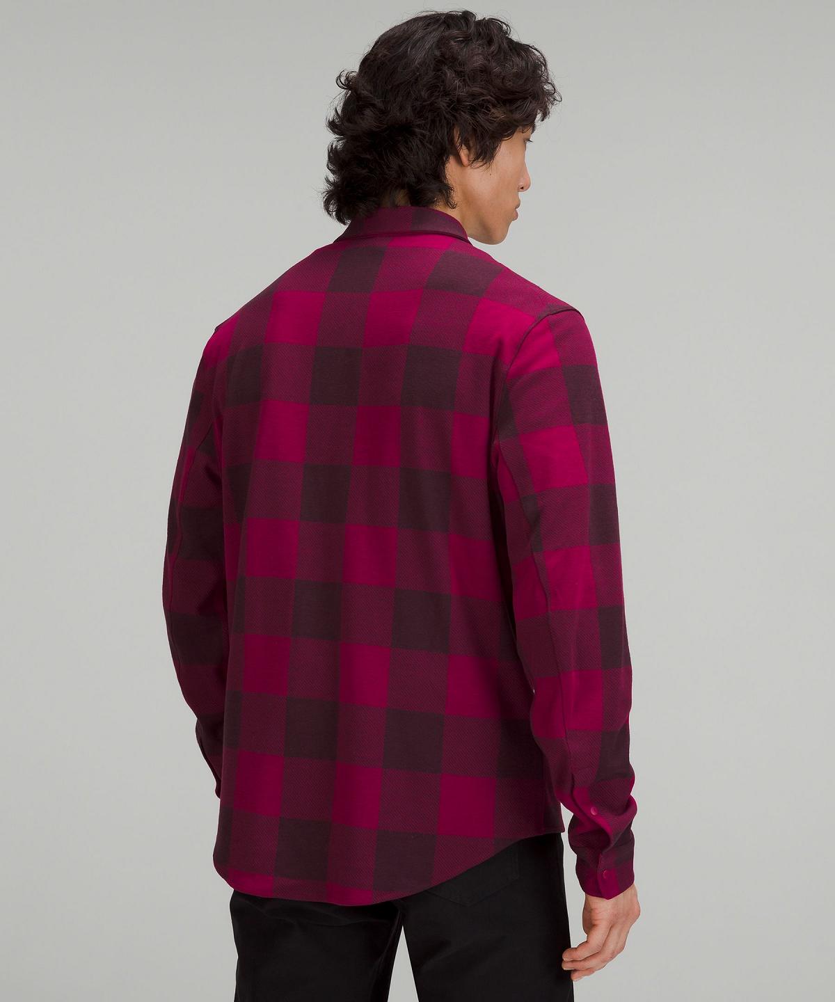 Burgundy Lululemon Soft Knit Overshirt Men Button Down Shirts | NZ_LuLu90891