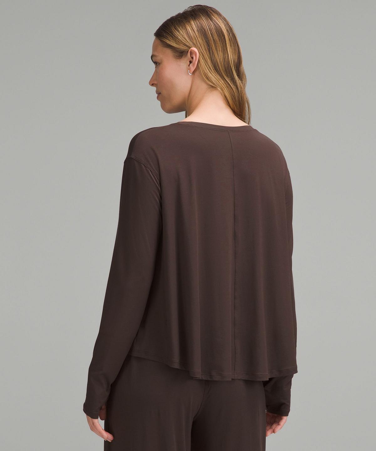 Coffee Lululemon Modal Relaxed-Fit Lounge Long-Sleeve Women Shirts | NZ_LuLu54963