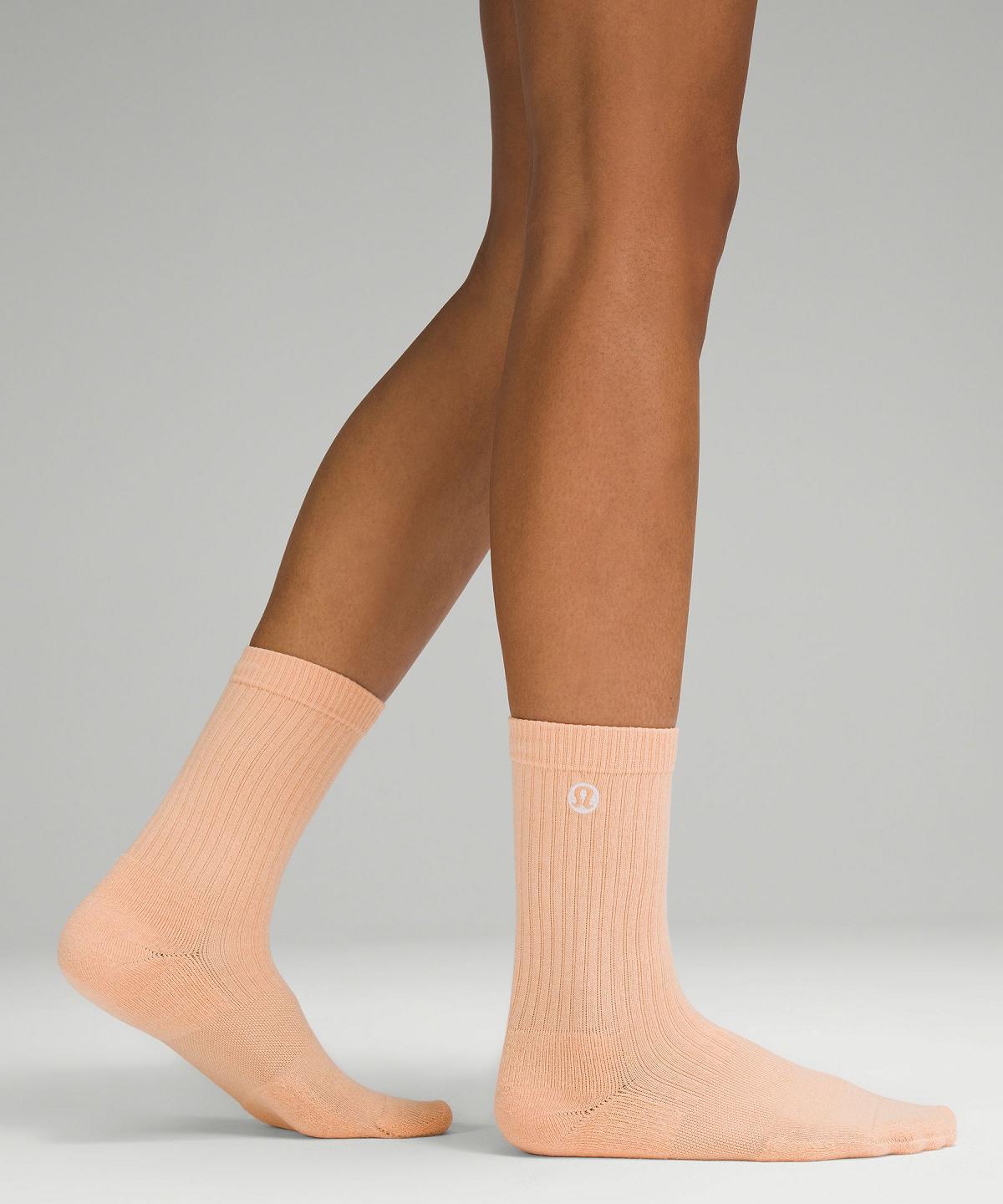 Coral Lululemon Daily Stride Ribbed Comfort Crew Women Socks | NZ_LuLu27403