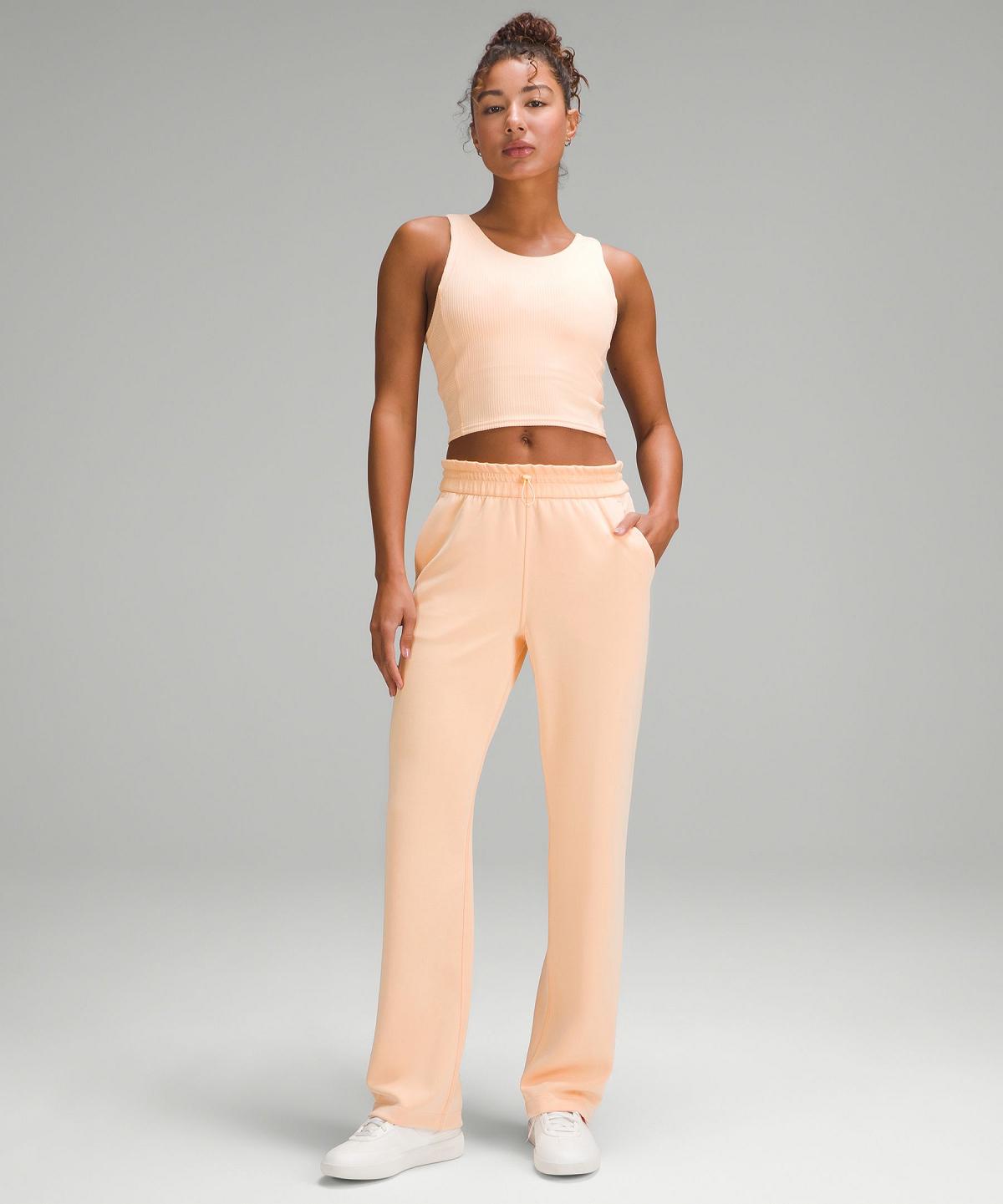 Coral Lululemon Ribbed Softstreme Cropped Women Shirts | NZ_LuLu77115