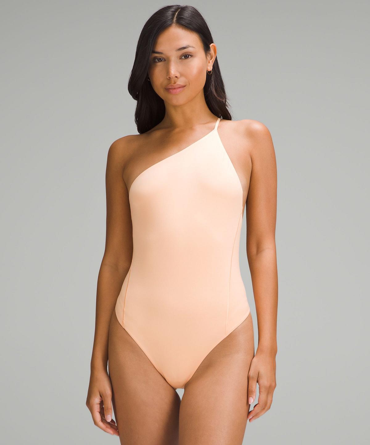 Coral Lululemon Wundermost Ultra-Soft Nulu One-Shoulder Spaghetti-Strap Women Bodysuit | NZ_LuLu62400