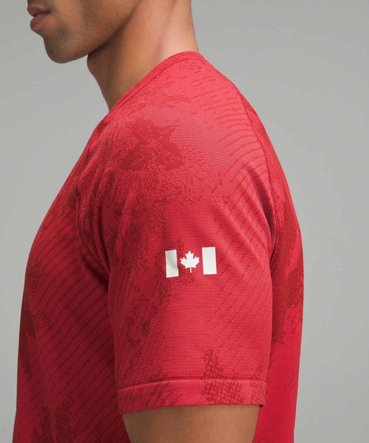 Dark Red Lululemon Team Canada Metal Vent Tech Short-Sleeve Men Shirts | NZ_LuLu72085