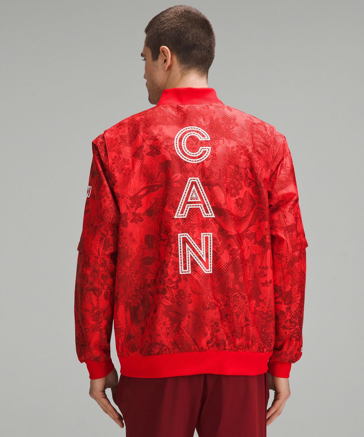 Dark Red Lululemon Team Canada Vented Jacquard Bomber Men Coats & Jackets | NZ_LuLu52931