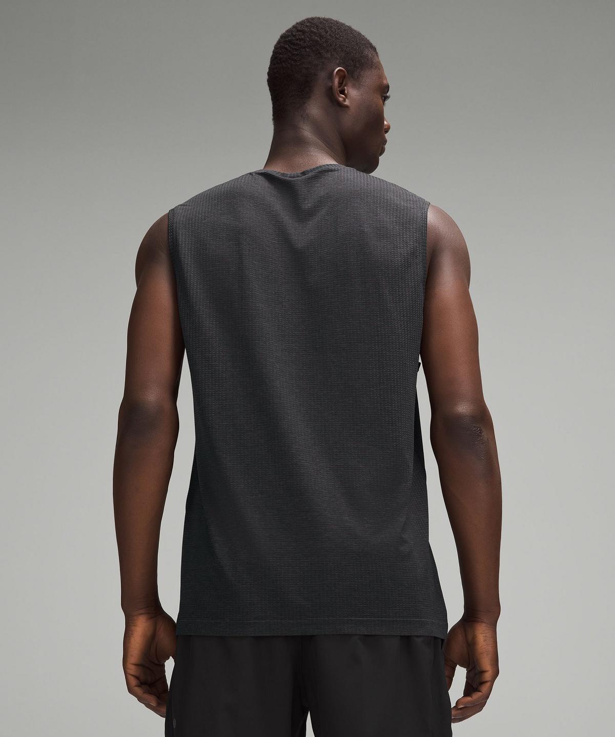 Deep Grey / Black Lululemon Metal Vent Tech Sleeveless Men Shirts | NZ_LuLu55888