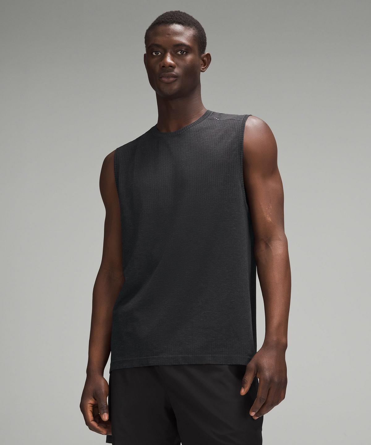 Deep Grey / Black Lululemon Metal Vent Tech Sleeveless Men Shirts | NZ_LuLu55888