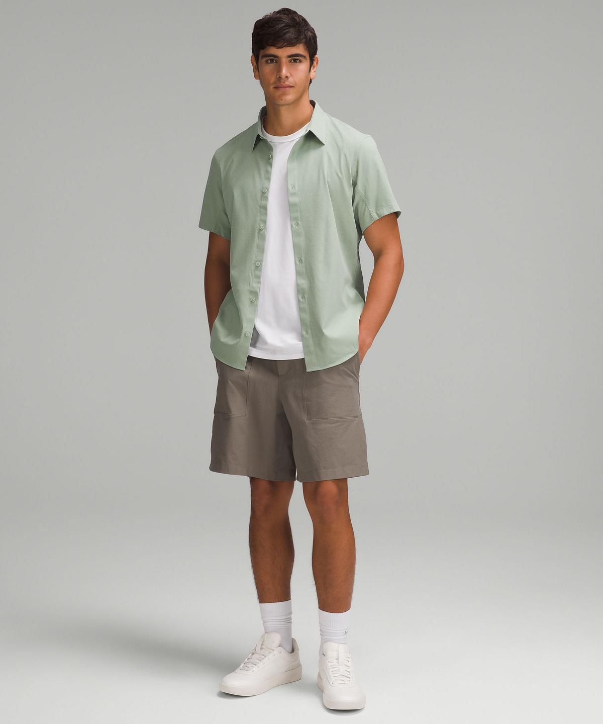 Green Lululemon Airing Easy Short-Sleeve Men Button Down Shirts | NZ_LuLu34665