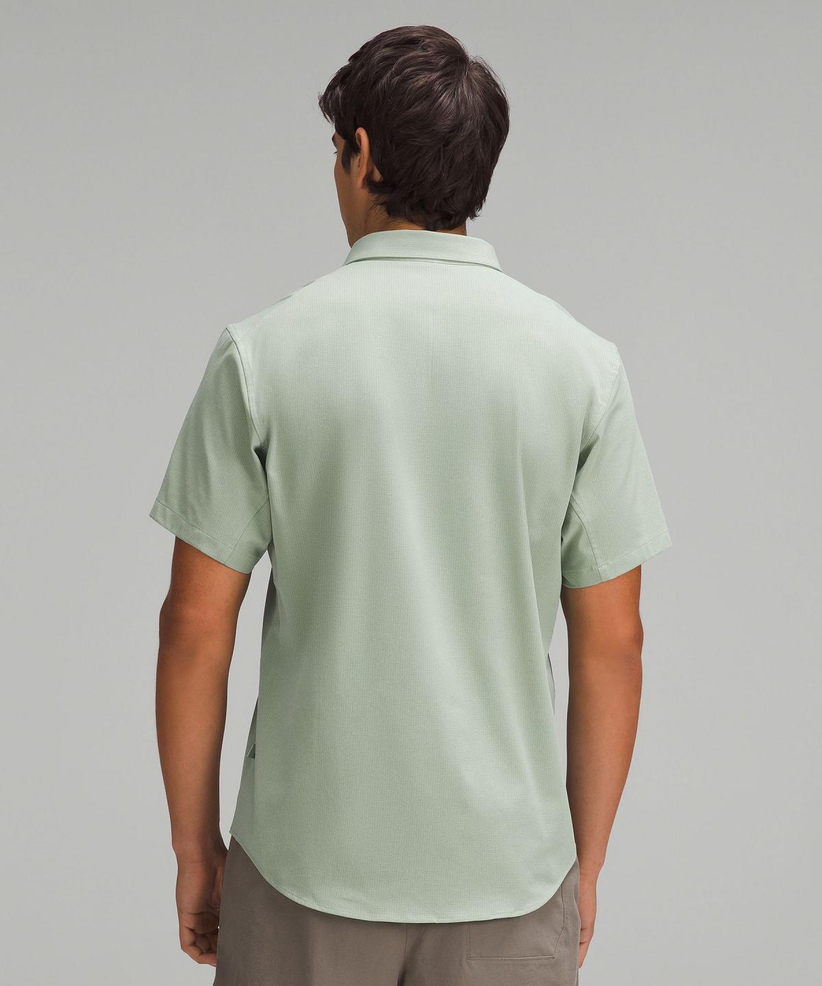 Green Lululemon Airing Easy Short-Sleeve Men Button Down Shirts | NZ_LuLu34665