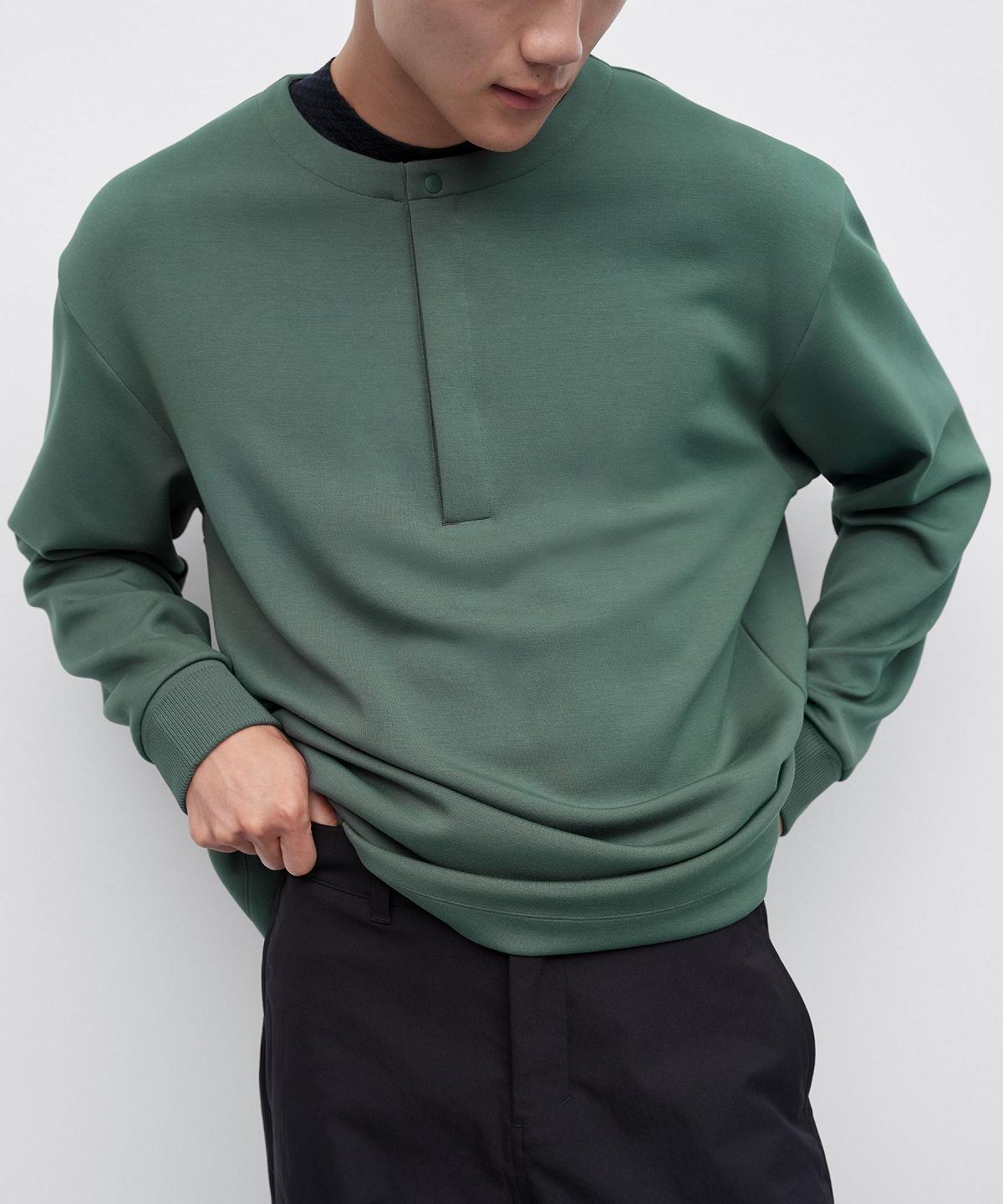 Green Lululemon Softstreme Oversized-Fit Long-Sleeve Henley Men Hoodies & Sweatshirts | NZ_LuLu58740