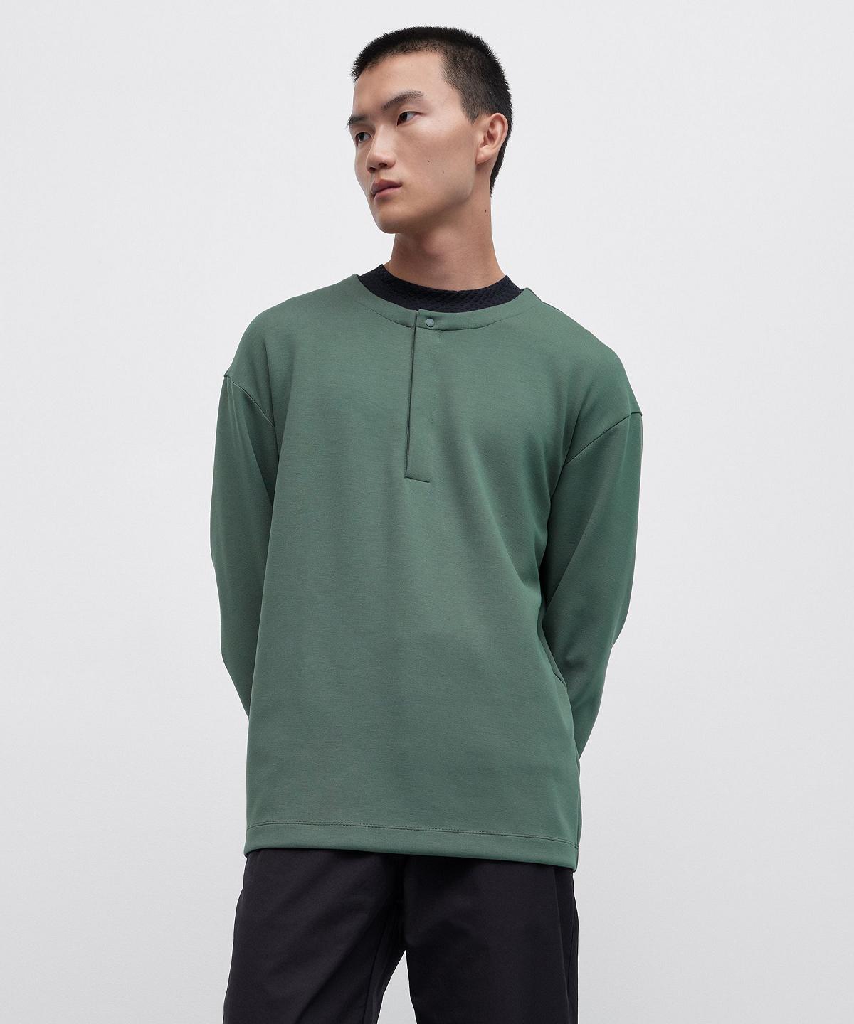 Green Lululemon Softstreme Oversized-Fit Long-Sleeve Henley Men Hoodies & Sweatshirts | NZ_LuLu58740