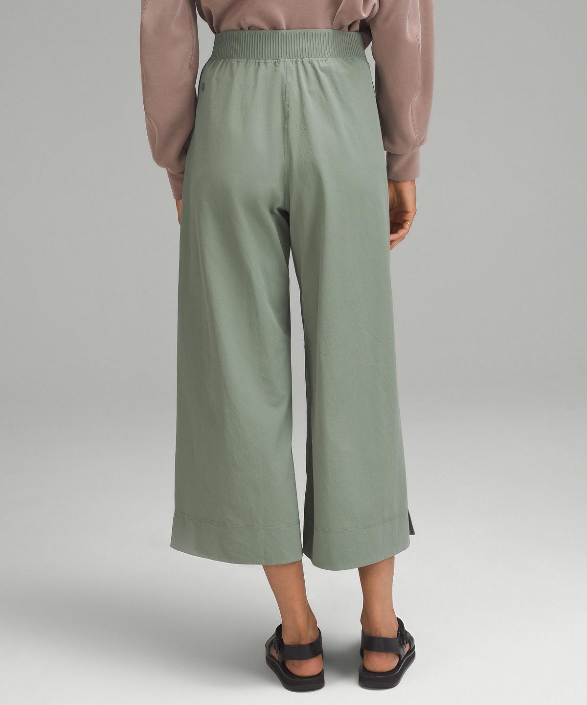 Green Lululemon Stretch Woven Wide-Leg High-Rise Cropped Women Pants | NZ_LuLu33949