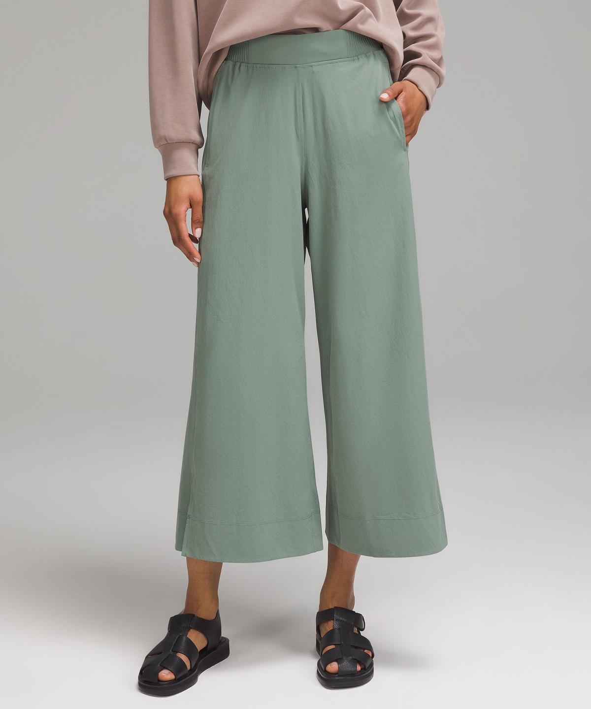 Green Lululemon Stretch Woven Wide-Leg High-Rise Cropped Women Pants | NZ_LuLu33949