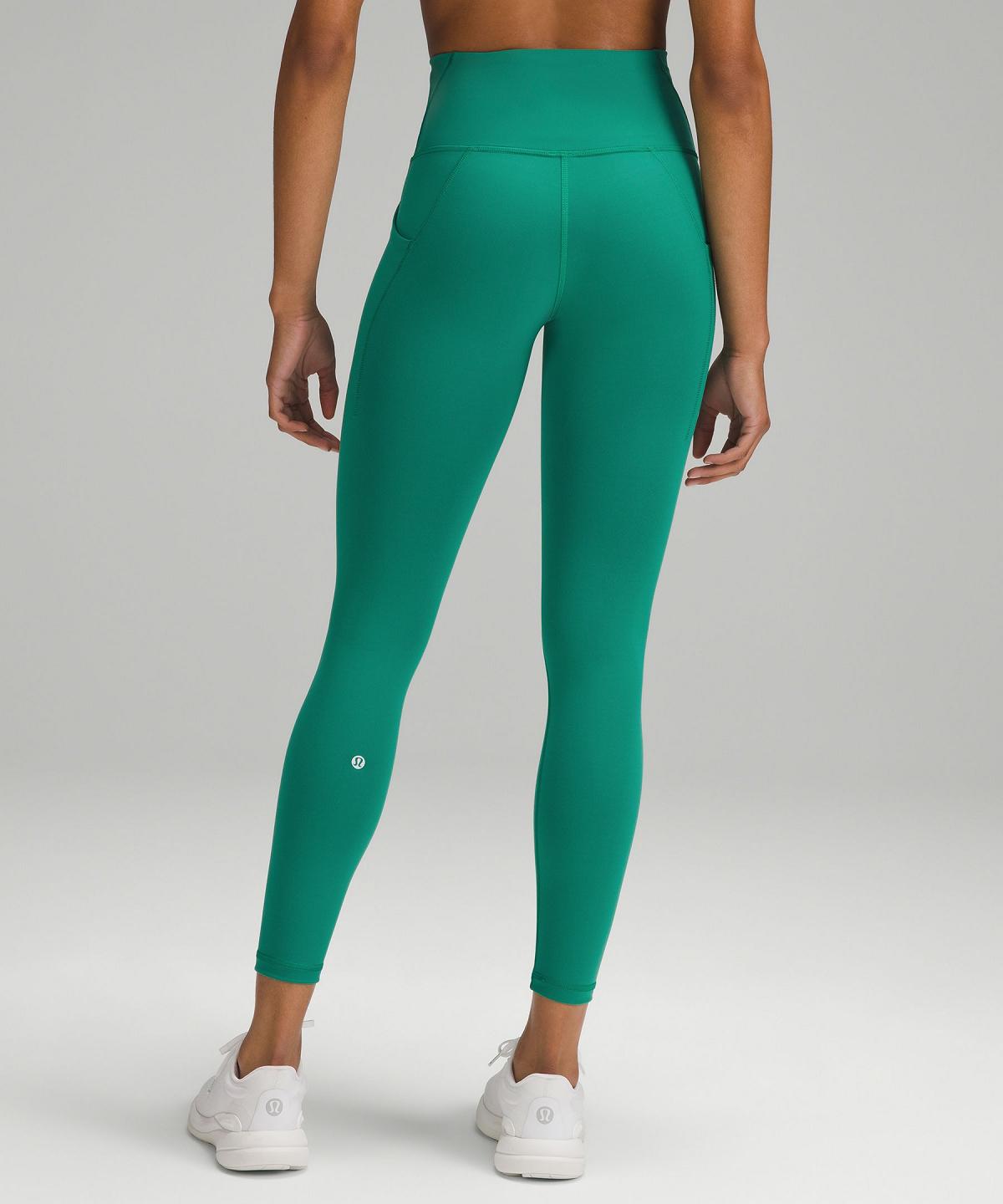 Green Lululemon Wunder Train High-Rise Tight with Pockets 25" Women Leggings | NZ_LuLu52130