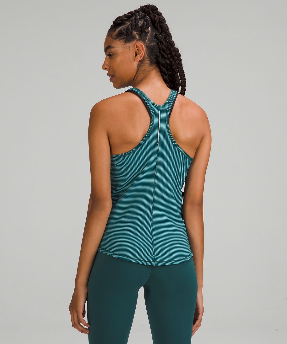 Green / Blue Lululemon Base Pace Two-Toned Ribbed Women Tank Top | NZ_LuLu42253