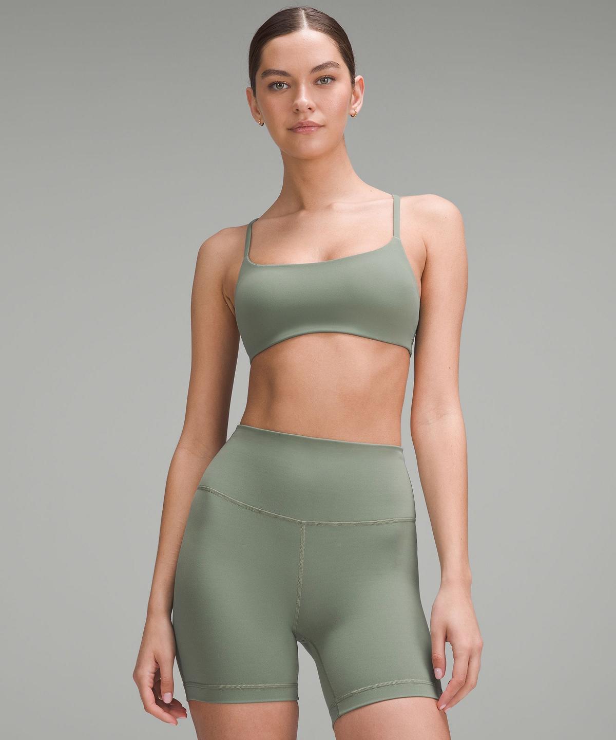 Grey Green Lululemon Wunder Train Strappy Racer Women Sports Bra | NZ_LuLu14871