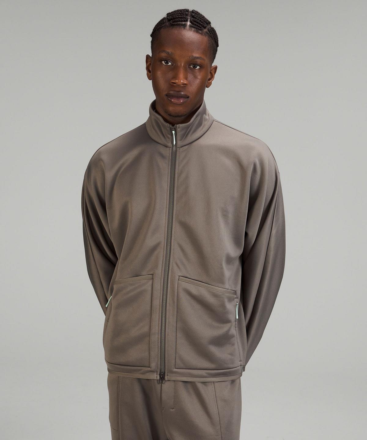 Grey Lululemon Fleece Track Men Coats & Jackets | NZ_LuLu46565